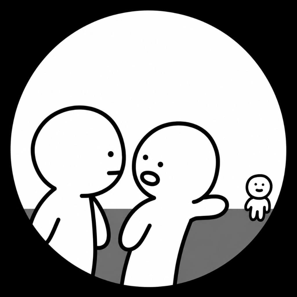 That Guy logo: two time travelers pointing at the third guy in the distance